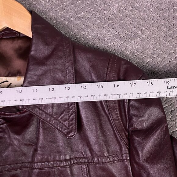 Vintage 70s Victoria Leather Jacket Men's Small Oxblood Burgundy Fight Club Pimp - Picture 9 of 11